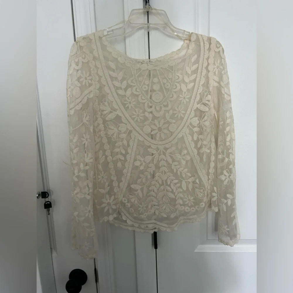 Cream floral lace top